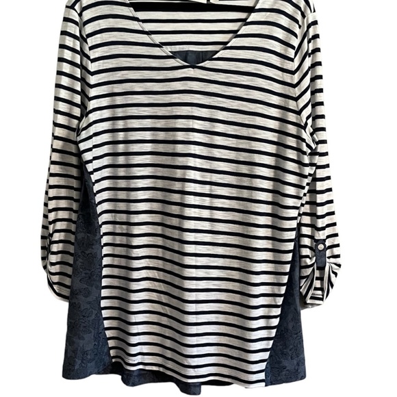 Chicos Women Shirt Size XL Blue Striped Coastal Preppy Mature Old Money Classic - Picture 13 of 14